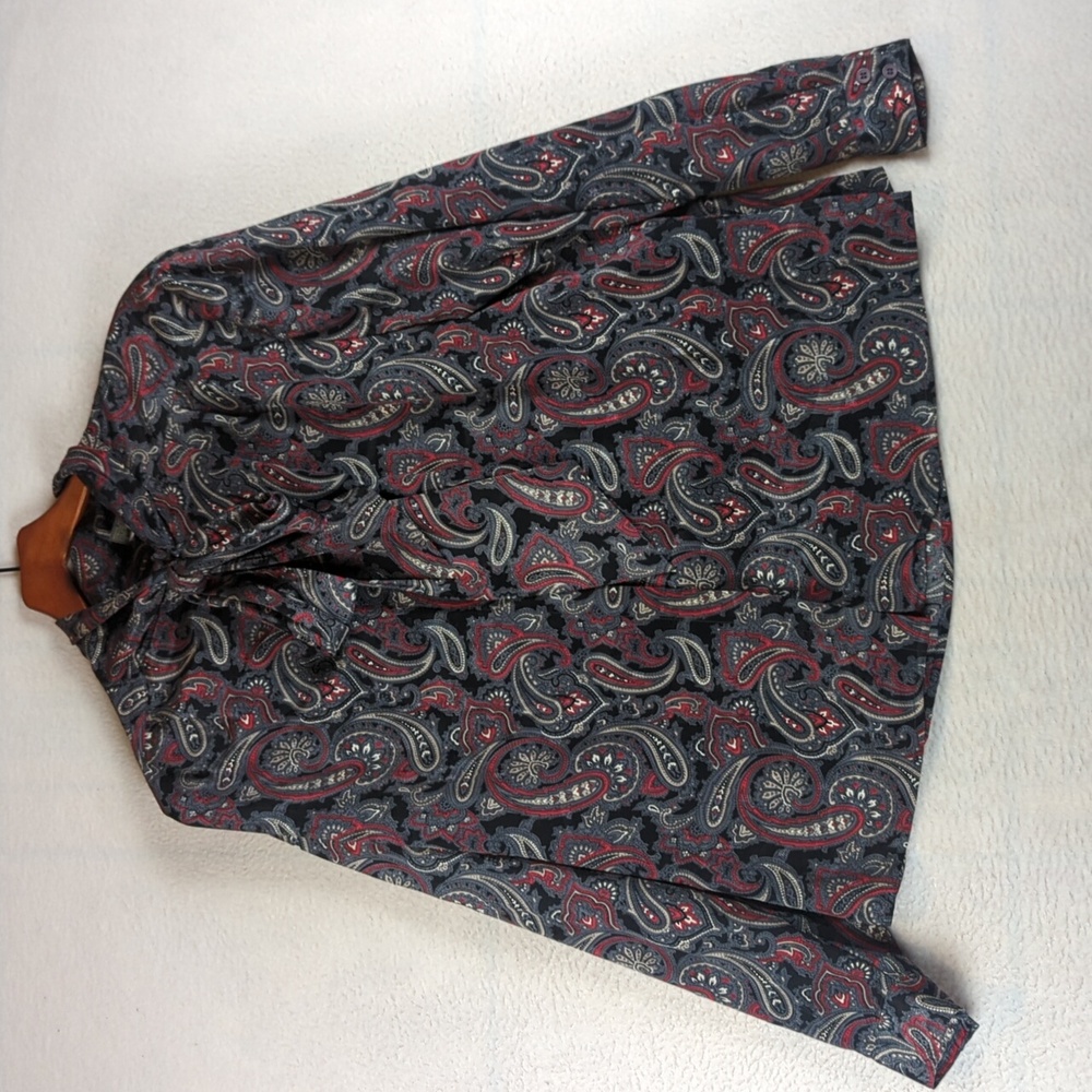 Pykettes Women's Vintage Paisley Pattern‎ Button Long Sleeve Blouse Size L